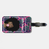 Zwarte vrouw, Hallo zomer, groene bladeren, warm r Bagagelabel (Achterkant horizontaal)