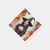 Zwarte Vrouw Heksenval laat kunst achter Servet (Hoek)