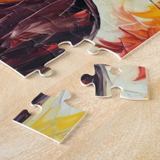 Zwarte Vrouw Herfst Afro Kunst Legpuzzel (Zijkant)