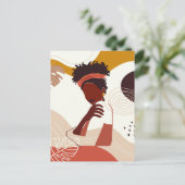 Zwarte vrouw illustratie kunst, portretprint briefkaart (Staand voorkant)