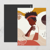 Zwarte vrouw illustratie kunst, portretprint briefkaart (Voorkant / Achterkant)