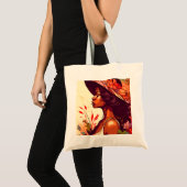 Zwarte vrouw in bloementuin Teen Bag Tote Bag (Voorkant (product))