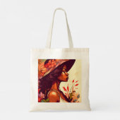 Zwarte vrouw in bloementuin Teen Bag Tote Bag (Achterkant)
