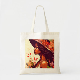 Zwarte vrouw in bloementuin Teen Bag Tote Bag