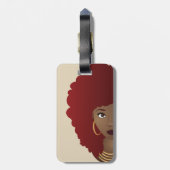 Zwarte Vrouw in de Rode Afro, Oranje, Initiaal Bagagelabel (Achterkant verticaal)