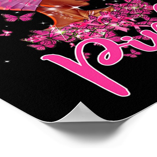 Zwarte vrouw in oktober Draag roze borstkanker Poster (Hoek)