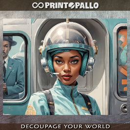 Zwarte vrouw in retro futurisme comic stijl tissuepapier