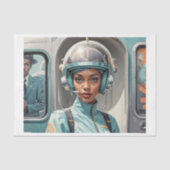 Zwarte vrouw in retro futurisme komische stijl tissuepapier (Voorkant)