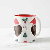 Zwarte Vrouw, Kerstmis Kerstman Hoed, Candy Cane,  Tweekleurige Koffiemok (Voorkant rechts)