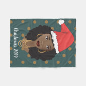 Zwarte Vrouw, Kerstmis Kerstman Hoed, Polka Dot Bl Fleece Deken (Voorkant (Horizontaal))