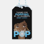 Zwarte Vrouw, klaar voor Pop, Bubblegum, blauw Cadeaulabel (Achterkant)
