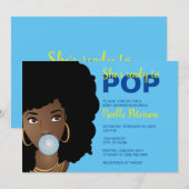 Zwarte Vrouw, klaar voor Pop, Bubblegum, blauw Kaart (Voorkant / Achterkant)