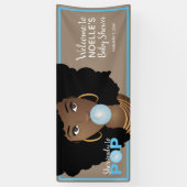 Zwarte Vrouw, klaar voor Pop, Bubblegum, blauw Spandoek (Verticaal)