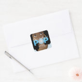 Zwarte Vrouw, klaar voor Pop, Bubblegum, blauw Vierkante Sticker (Envelop)