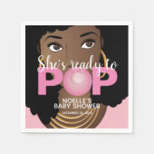Zwarte Vrouw, klaar voor Pop, Bubblegum, Roze Servet (Voorkant)