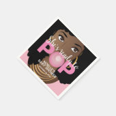 Zwarte Vrouw, klaar voor Pop, Bubblegum, Roze Servet (Hoek)