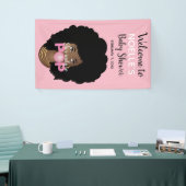 Zwarte Vrouw, klaar voor Pop, Bubblegum, Roze Spandoek (Beurs)