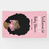 Zwarte Vrouw, klaar voor Pop, Bubblegum, Roze Spandoek (Horizontaal)