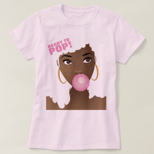 Zwarte Vrouw, klaar voor Pop, BubblegumBaby shower T-shirt (Design voorkant)