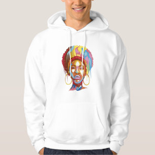 Zwarte Vrouw Kleur Vervagende Artistieke Portret Hoodie