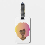 Zwarte vrouw, kleurrijk geel, Oranje en roze haar Bagagelabel (Achterkant verticaal)
