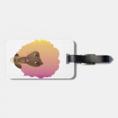 Zwarte vrouw, kleurrijk geel, Oranje en roze haar Bagagelabel (Achterkant horizontaal)