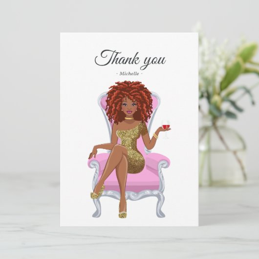 Zwarte Vrouw Koningin Bedankkaart (Staand voorkant)