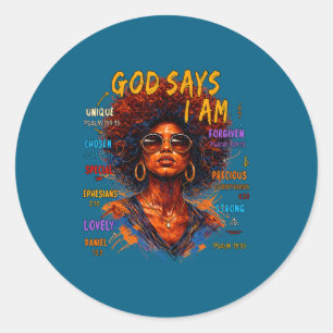 Zwarte Vrouw Koningin God Zegt Dat Ik Melanine Ben Ronde Sticker