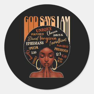 Zwarte Vrouw Koningin God Zegt Ik Ben Melanine Ges Ronde Sticker