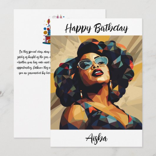 Zwarte vrouw: kubistische kunstenaarschap bedankkaart (Voorkant / Achterkant)