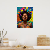 Zwarte Vrouw Kunst Kleurrijke Poster (Keuken)