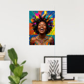 Zwarte Vrouw Kunst Kleurrijke Poster (Thuiskantoor)