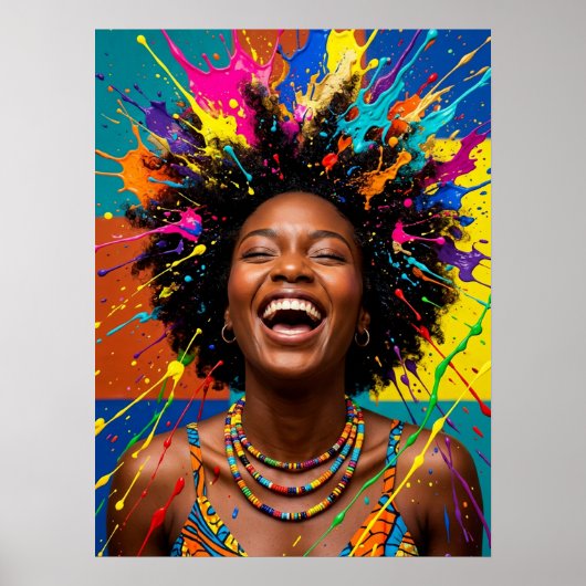 Zwarte Vrouw Kunst Kleurrijke Poster (Voorkant)