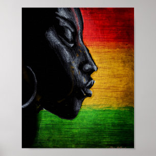Zwarte vrouw kunst met Afrocentrische kleuren Poster
