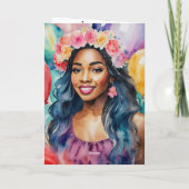 zwarte vrouw lachend gelukkig verjaardag kaart (Achterkant)