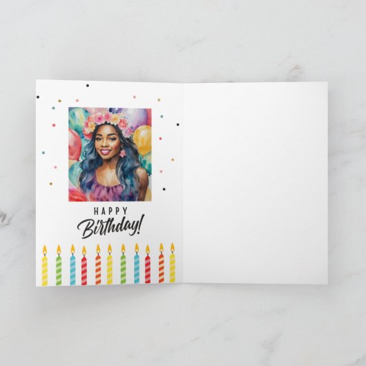zwarte vrouw lachend gelukkig verjaardag kaart (Binnen)