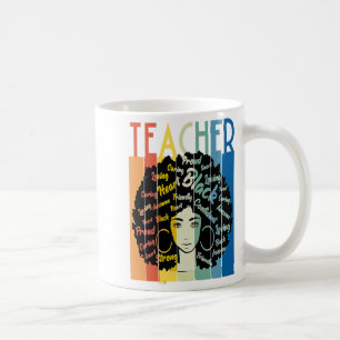 Zwarte vrouw leraar Afro Retro Cool Zwarte Geschie Koffiemok