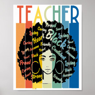 Zwarte vrouw leraar Afro Retro Cool Zwarte Geschie Poster