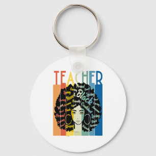Zwarte vrouw leraar Afro Retro Cool Zwarte Geschie Sleutelhanger