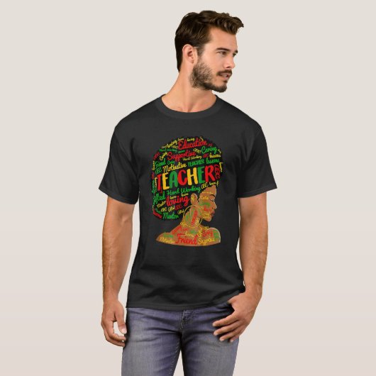 Zwarte vrouw leraar Afro Retro Matching Black Hist T-shirt (Voorkant volledig)