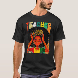 Zwarte vrouw leraar Afro Retro Matching Black Hist T-shirt