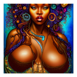 Zwarte vrouw Melanin Queen Brown Skin Sista Mermai Perfect Poster