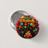 Zwarte Vrouw Melanine Kerstmis Afro Natuurlijke Ko Ronde Button 3,2 Cm (Voorkant /achterkant)