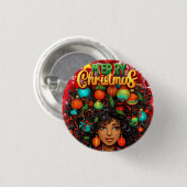 Zwarte Vrouw Melanine Kerstmis Afro Natuurlijke Ko Ronde Button 3,2 Cm (Voorkant /achterkant)