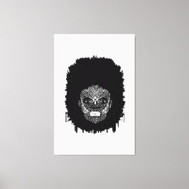 Zwarte vrouw met Afrikaanse tribale gezichtmarkeri Canvas Afdruk