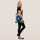 Zwarte vrouw met afro haar in bril Galaxy Art Tote Bag (Op model)