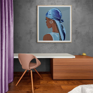 Zwarte vrouw met dubbelzijdige illustratie poster
