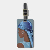 Zwarte vrouw met durag kunstwerk bagagelabel (Voorkant verticaal)
