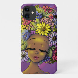 Zwarte Vrouw met een Bloemrijke Afro Case-Mate iPhone Case