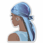 Zwarte vrouw met een kleurrijke dubbelzijdige illu sticker (Voorkant)